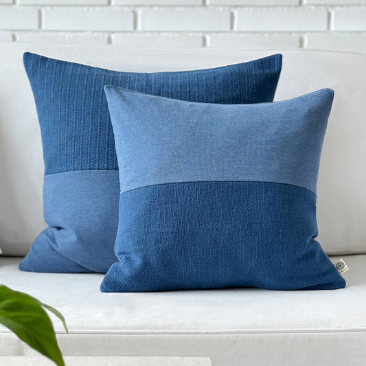 Upcycled cushion cover, 40x40cm, blue