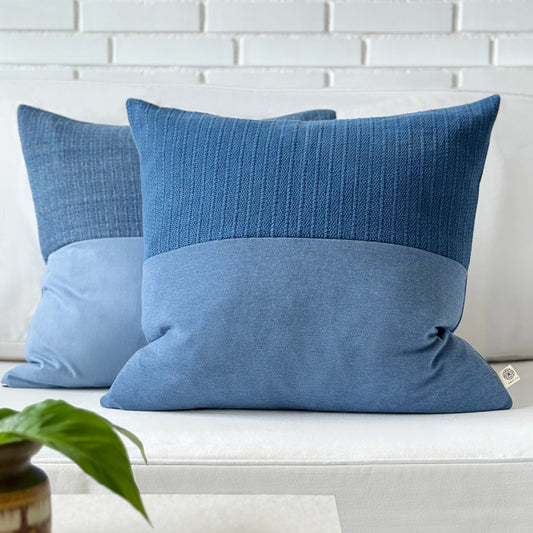 Upcycled cushion cover, 50x50cm, blue