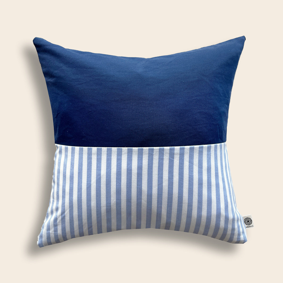 Upcycled cushion cover, 40x40cm, blue stripes