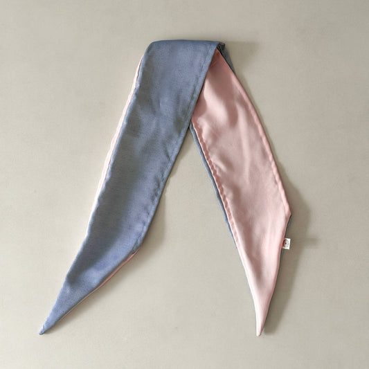 Upcycled pyntetørklæde, blå/lyserød