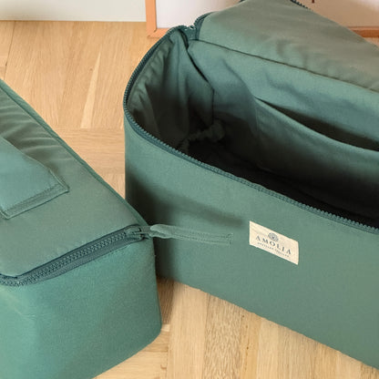Upcycled knitting / sewing bag, small, green