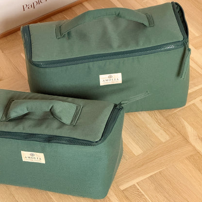 Upcycled knitting / sewing bag, small, green
