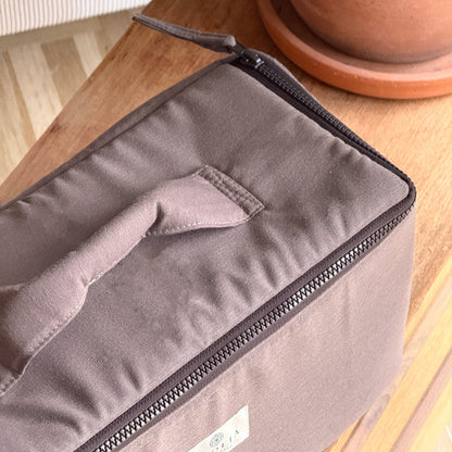 Upcycled knitting / sewing bag, large, light brown
