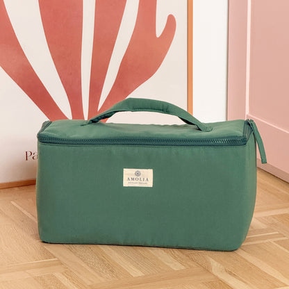 Upcycled strikke- og sytaske, stor, grøn