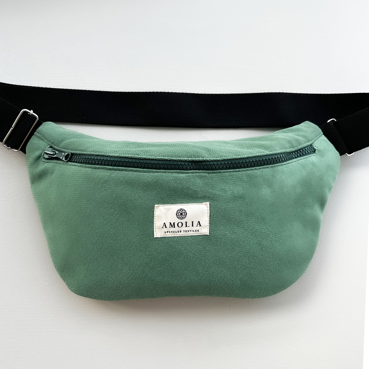 Upcycled shoulder bag, small, green