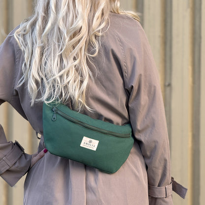 Upcycled shoulder bag, small, green