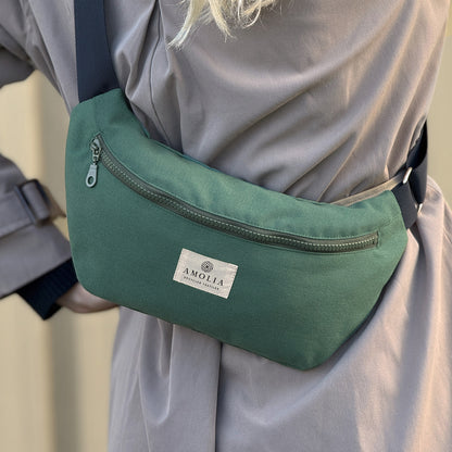 Upcycled shoulder bag, small, green