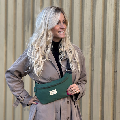 Upcycled shoulder bag, small, green