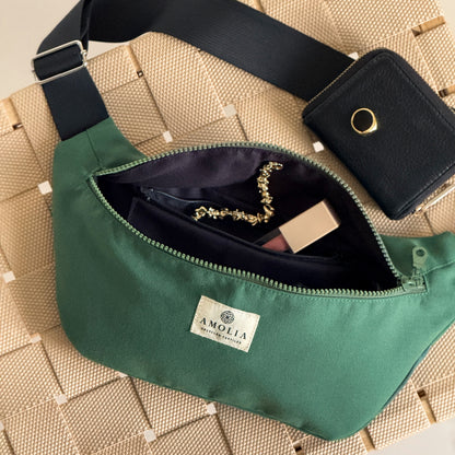 Upcycled shoulder bag, small, green