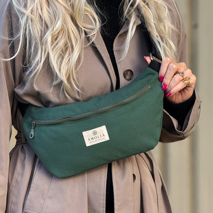 Upcycled shoulder bag, small, green