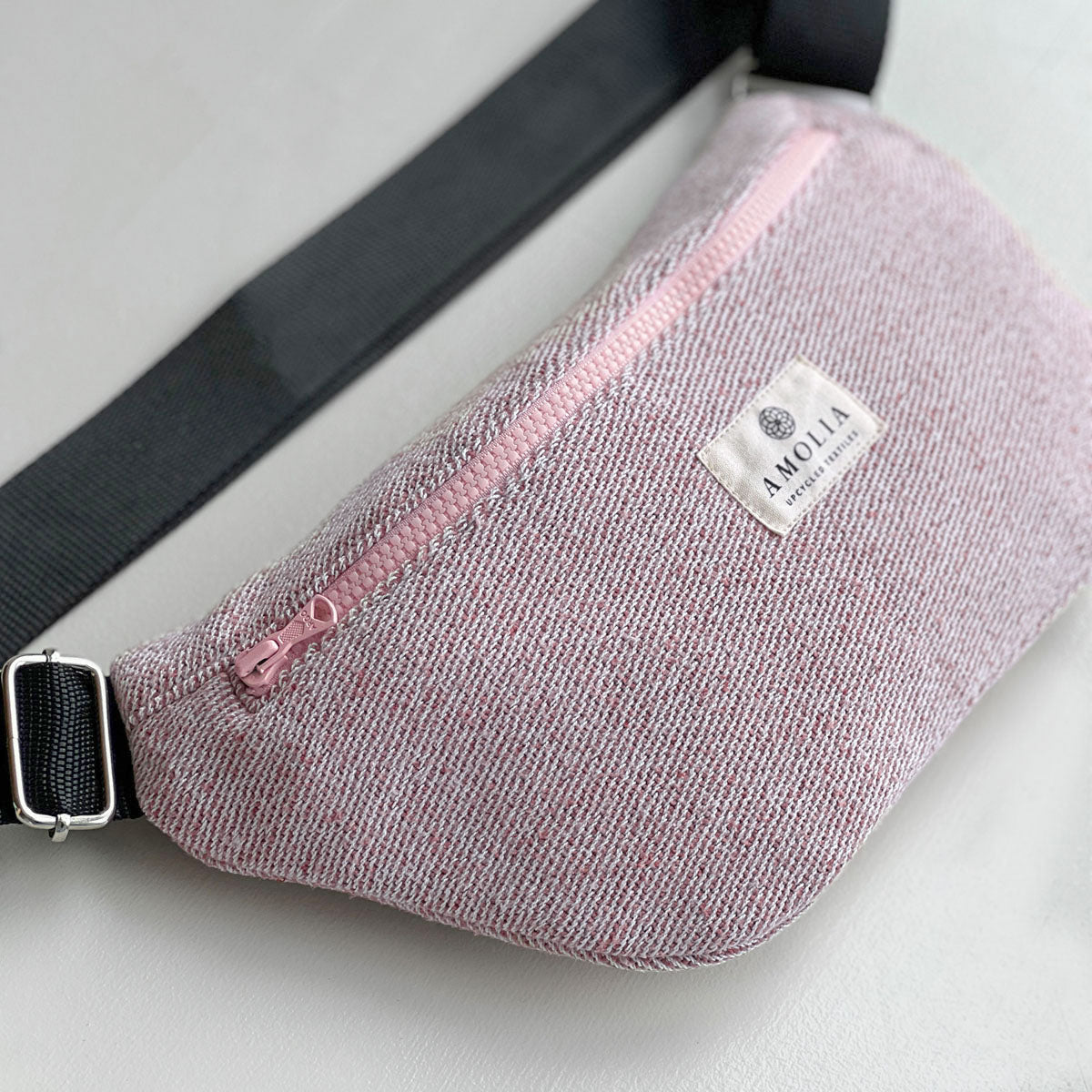 Upcycled shoulder bag, small, pink