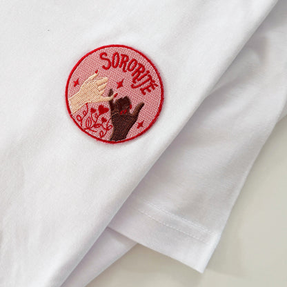 Upcycled t-shirt, medium, white with sororitjé
