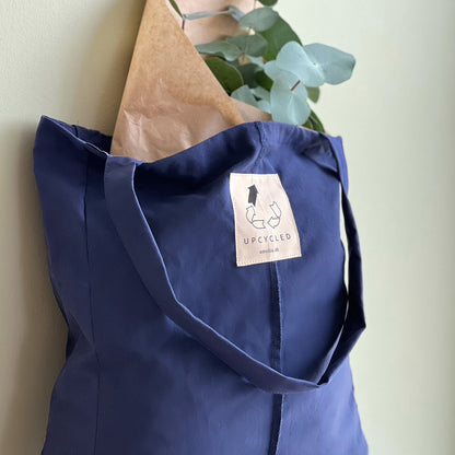 Upcycled tote bag, navy blue