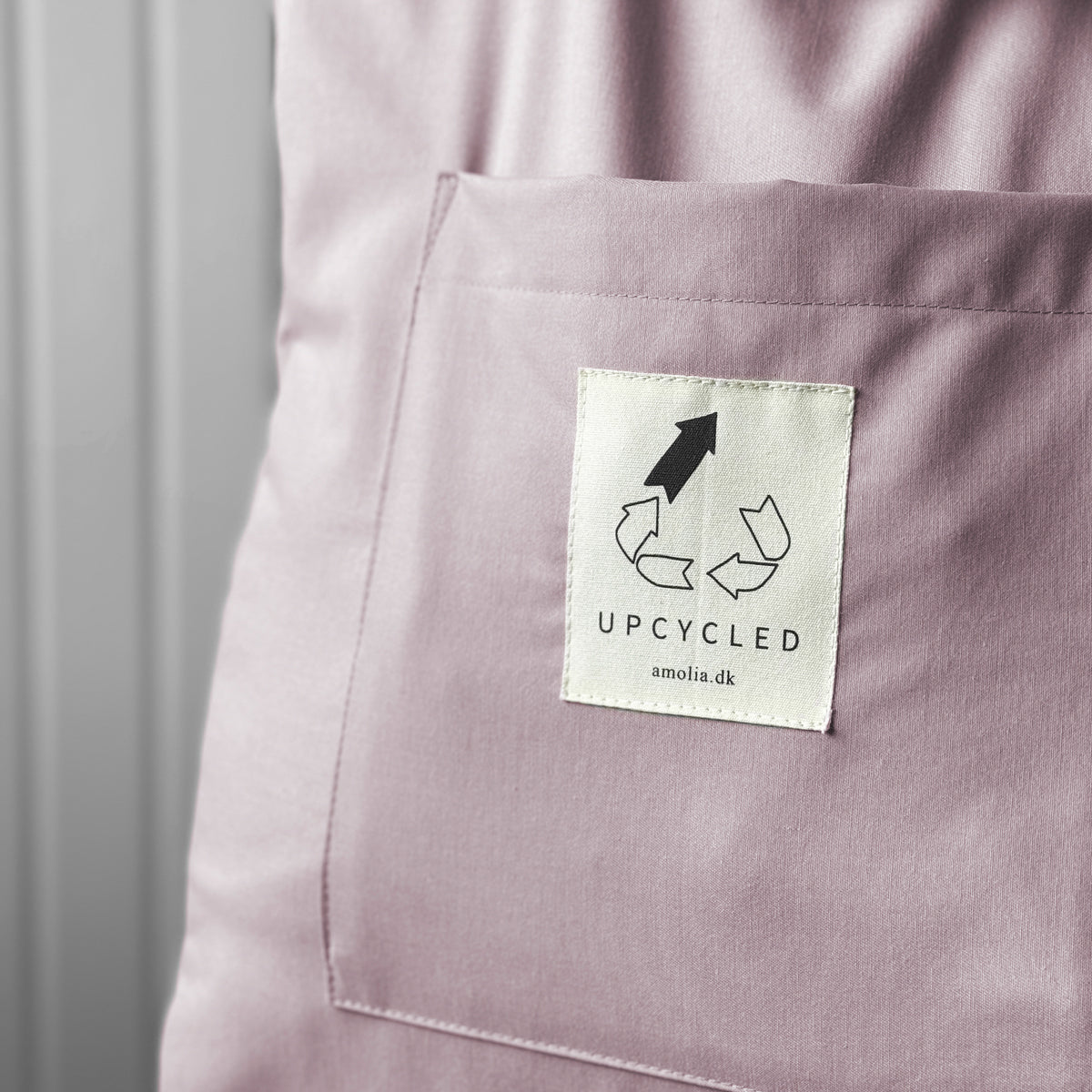 Upcycled tote bag with bottle holder, pastel pink