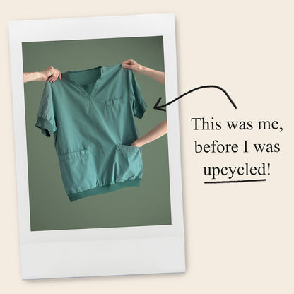 Upcycled toiletry bag, large, teal with whale - limited edition