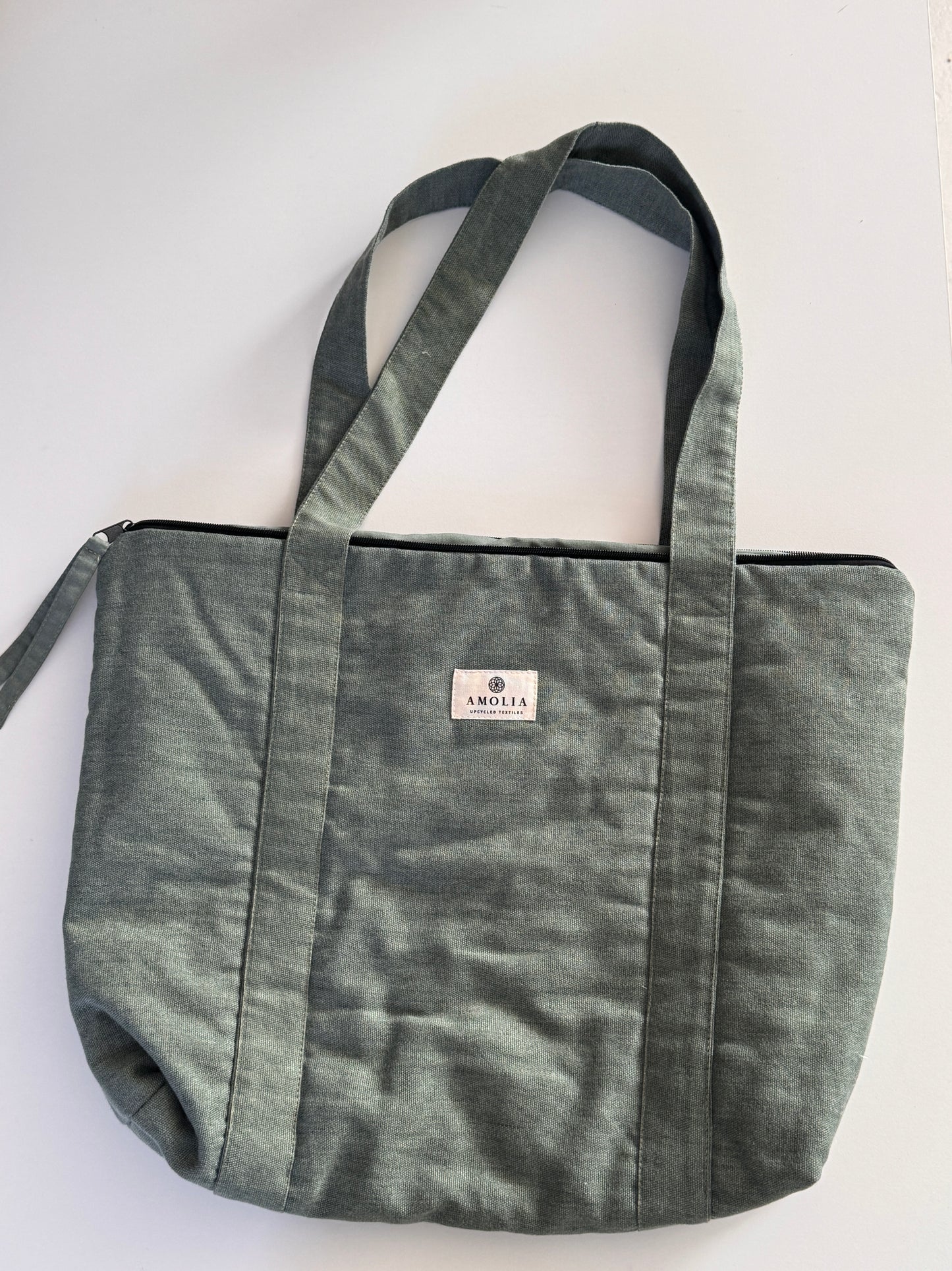 Upcycled weekendtaske,grøn OUTLET