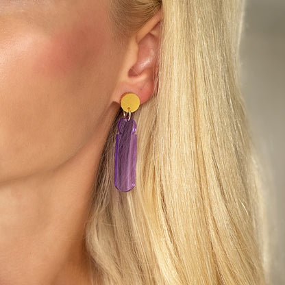 Recycled øreringe i akryl, Spectral Violet