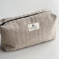 Upcycled toiletry bag, small, camel brown