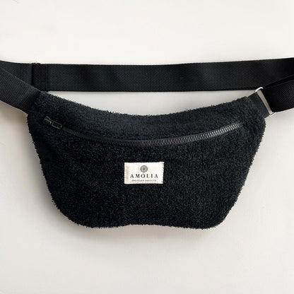 Upcycled shoulder bag, small, black